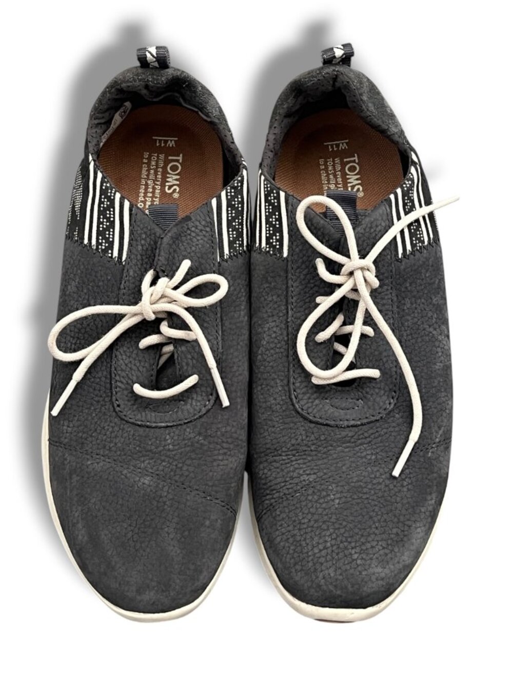 Toms Cabrillo Tribal Iron Grey Nubuck Low Lace Up Womens Trainers Shoes Size 11